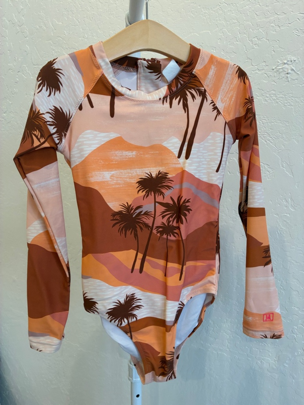 Munster Kids One-Piece Swimsuit in Peach, Brown and Cream